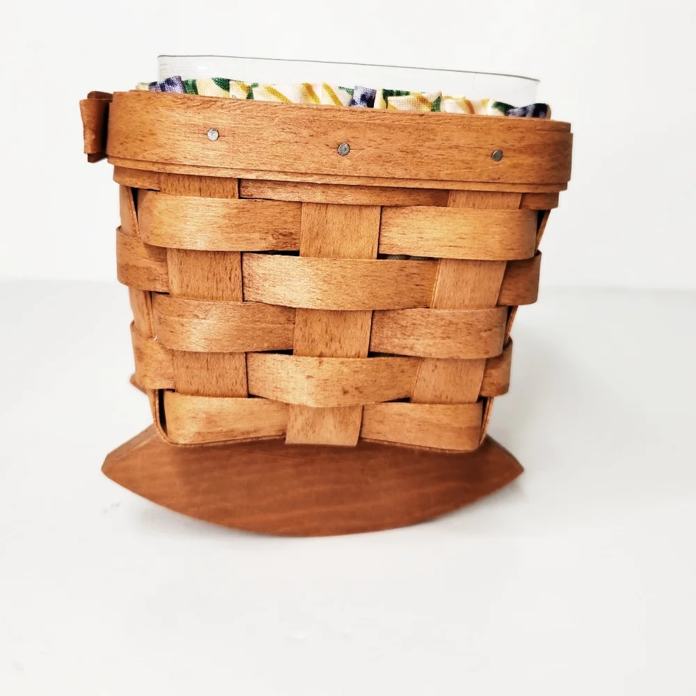 Vintage 1993 Longaberger Cradle Basket with Cloth and Plastic Liner Paperwork